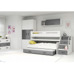 Trojlôžková poschodová posteľ Max1 200x80cm bielo sivá